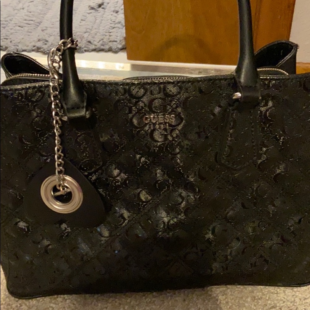 Guess Black pat and leather purse